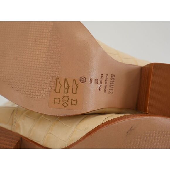 Schutz Briani Crocodile Embossed Leather Bootie Western Ivory Chelsea Pointy 5B - Picture 11 of 11